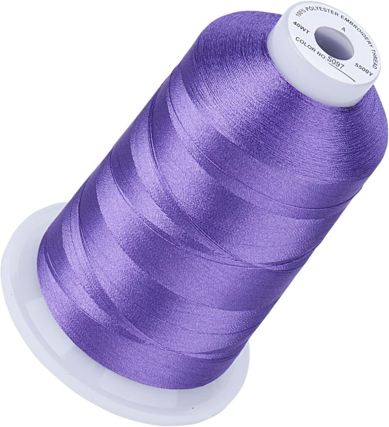 simthread 5500Yds Embroidery Thread, 5000M High-Yardage 40WT 100% Polyester Thread – 170+ Vivid Colors, High-Speed Rated – Compatible with Brother, Singer, Janome & More - Light Grape S097 - Image 1